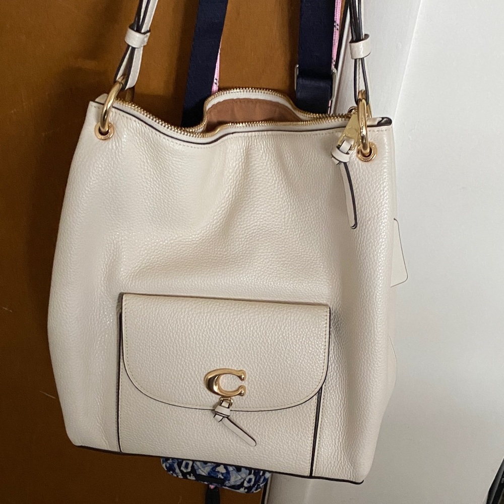 Coach Ivory Shoulder Bag with Gold Accents